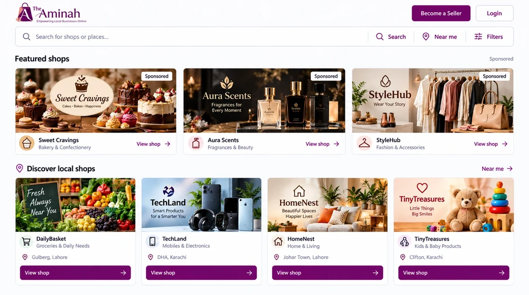 TheAminah marketplace interface